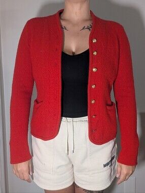 Vintage Chaps Red Wool Cardigan